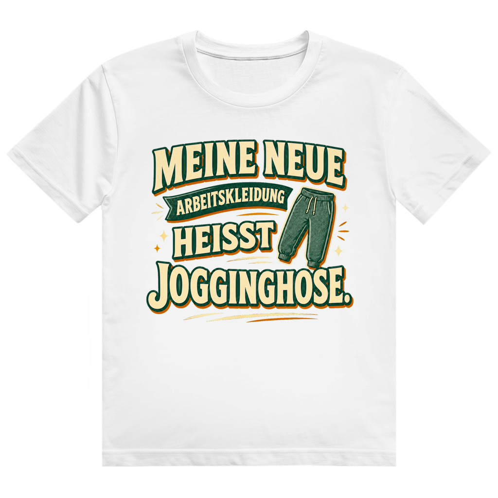 Schwarzes Baumwoll-Ruhestand T-Shirt mit Spruch 'Jogginghose ist Arbeitskleidung' - humorvolles Rentner Geschenk