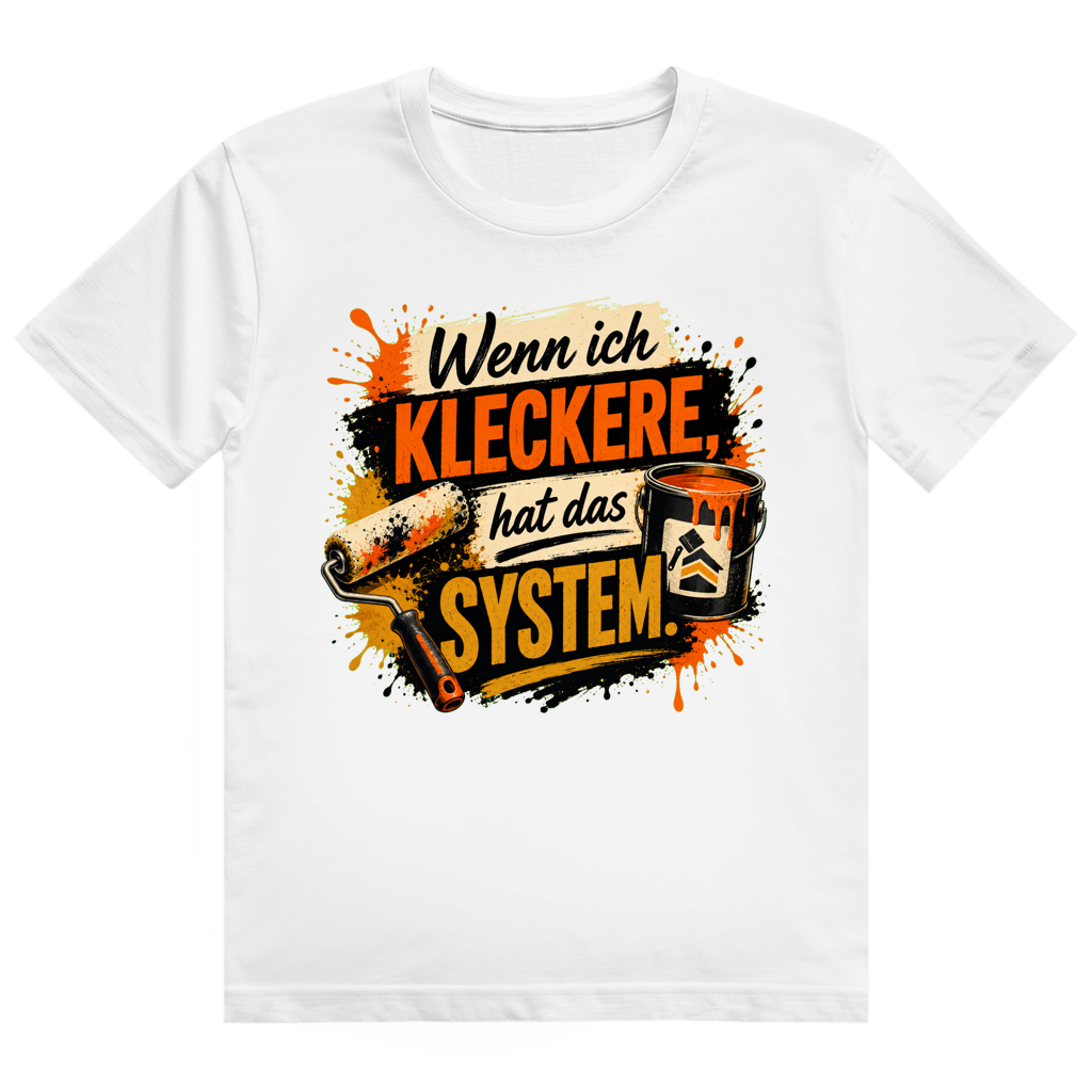 Beige Maler T-Shirt 'Kleckern Hat System' - Geschenk für Lackierer und Handwerker