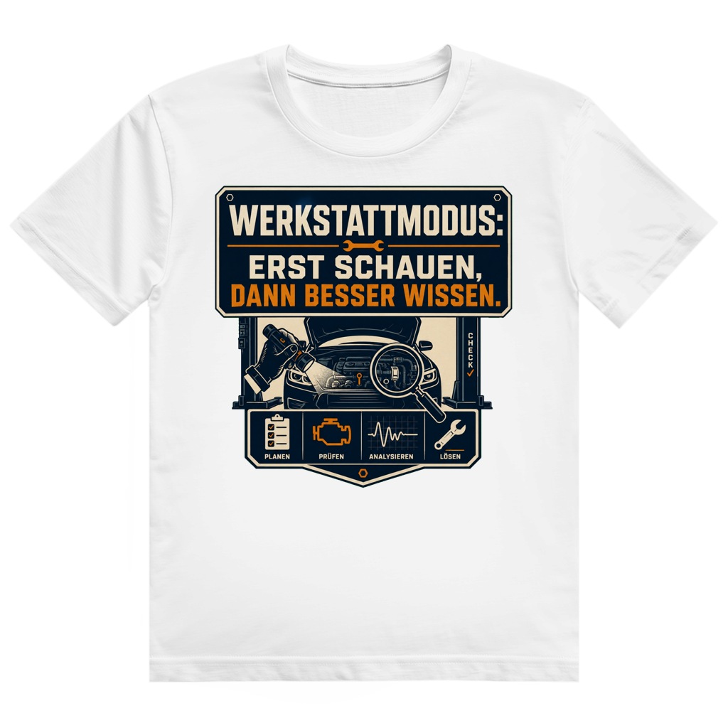 Dunkles KFZ-Mechaniker T-Shirt 'Werkstattmodus' - Geschenk für Autoliebhaber