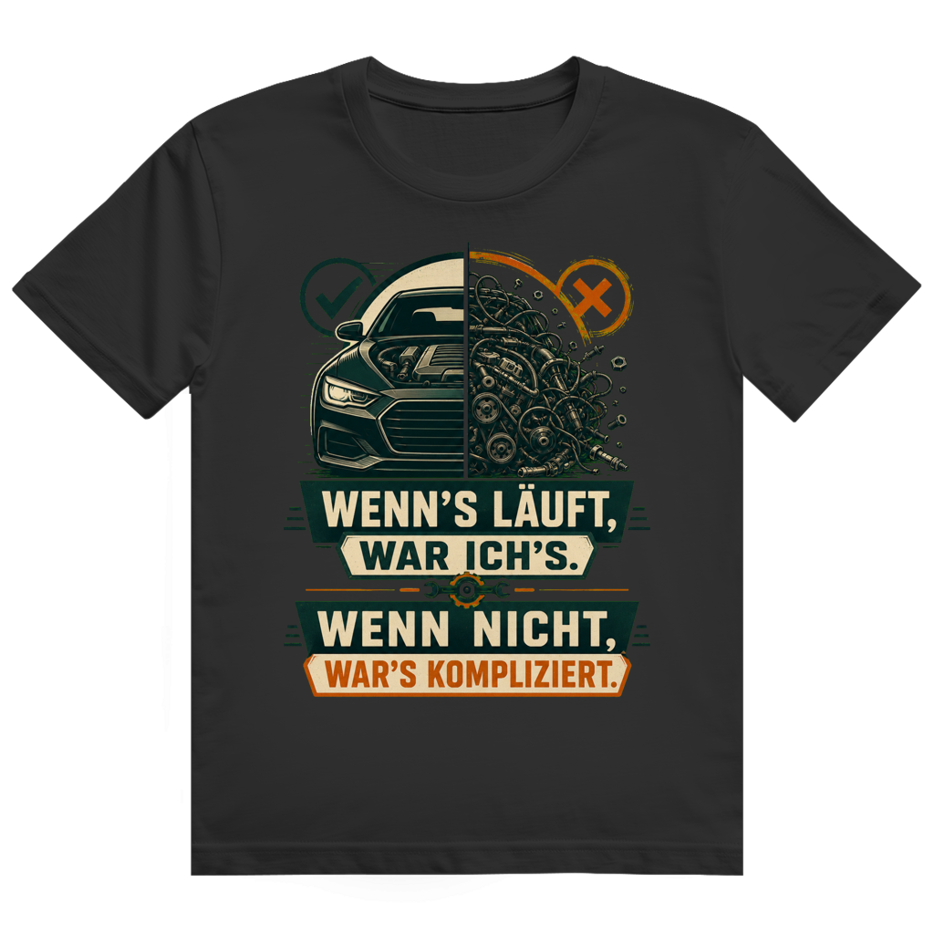 Dunkles KFZ-Mechaniker T-Shirt 'Wenn's Läuft, War Ich's' - Geschenk für Autoliebhaber