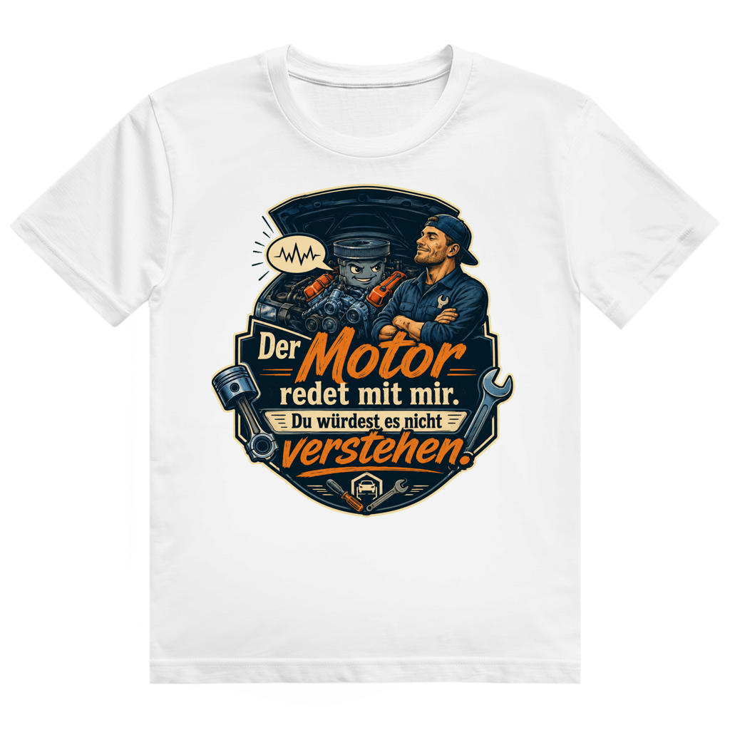 Dunkles KFZ-Mechaniker T-Shirt 'Der Motor Redet Mit Mir' - Geschenk für Autoliebhaber
