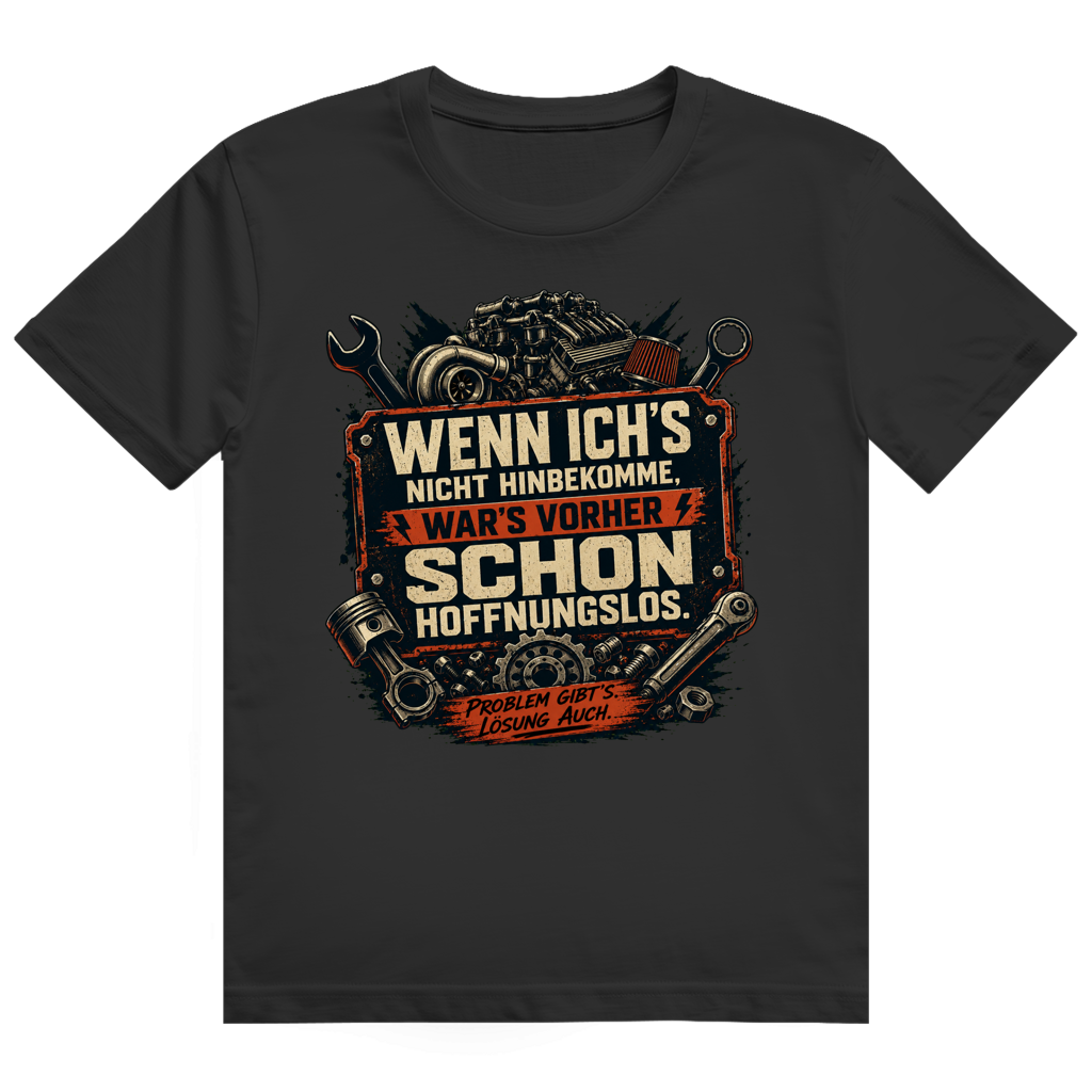 Dunkles KFZ-Mechaniker T-Shirt 'Hoffnungslos' - Geschenk für Autoliebhaber