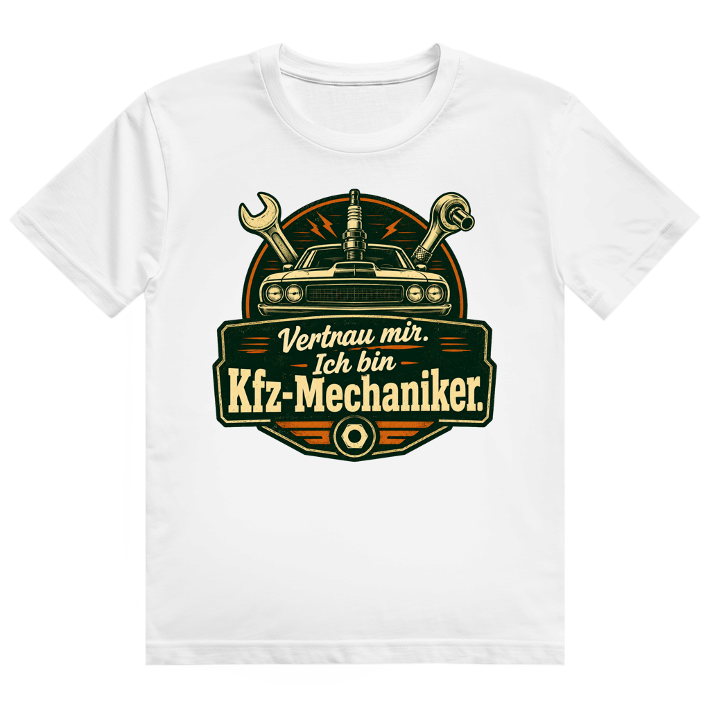 Dunkles KFZ-Mechaniker T-Shirt 'Vertrau Mir' - Geschenk für Autoliebhaber