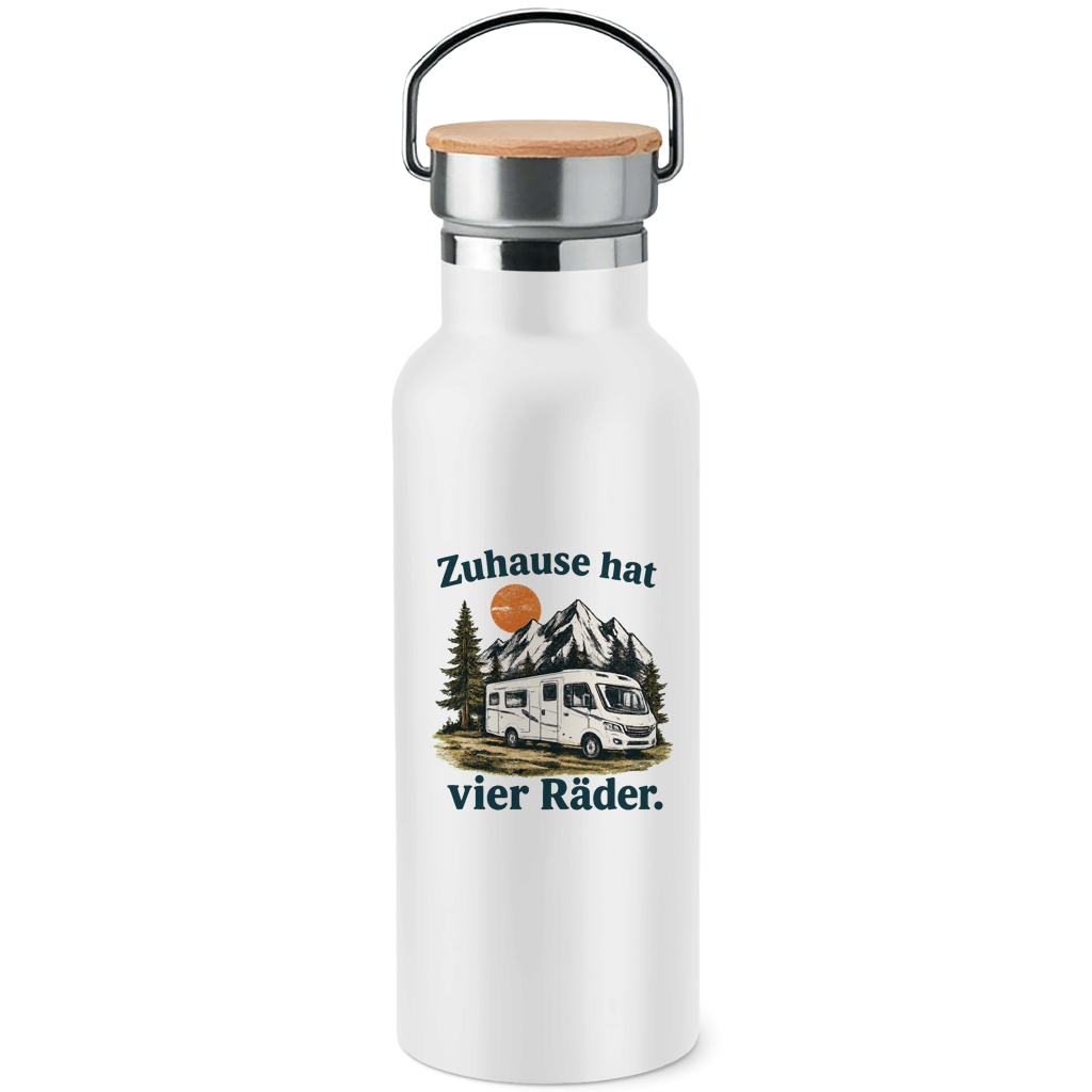 Edelstahl-Trinkflasche Zuhause hat vier Räder – Trinkflasche von GutGetroffen